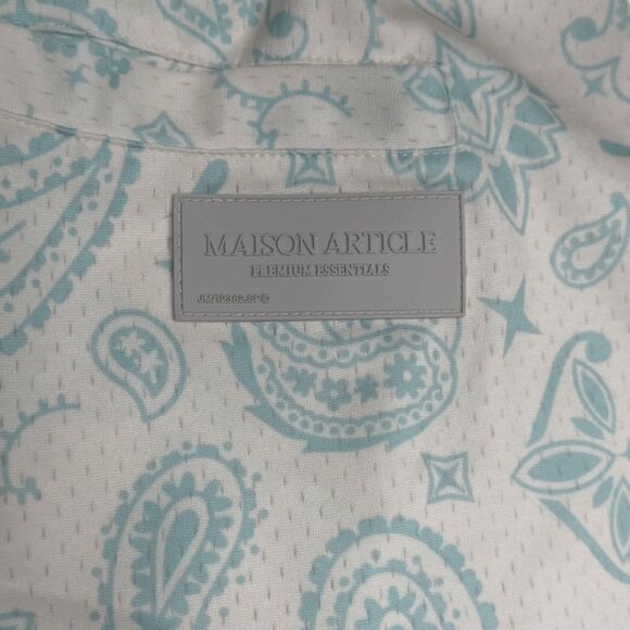 Maison Article Men's Paisley Lined Drawstring‎ Athletic Shorts Blue White Large - Picture 5 of 11